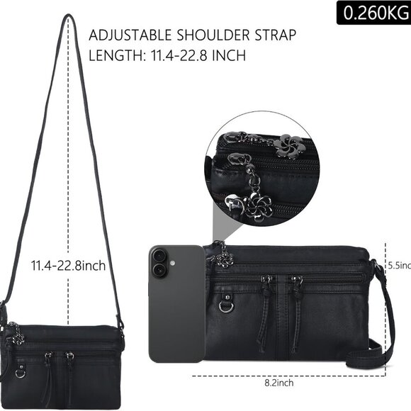 Designer-Inspired Small Crossbody Bag with Snowflake Pullers - Gift-Ready - Picture 2 of 8